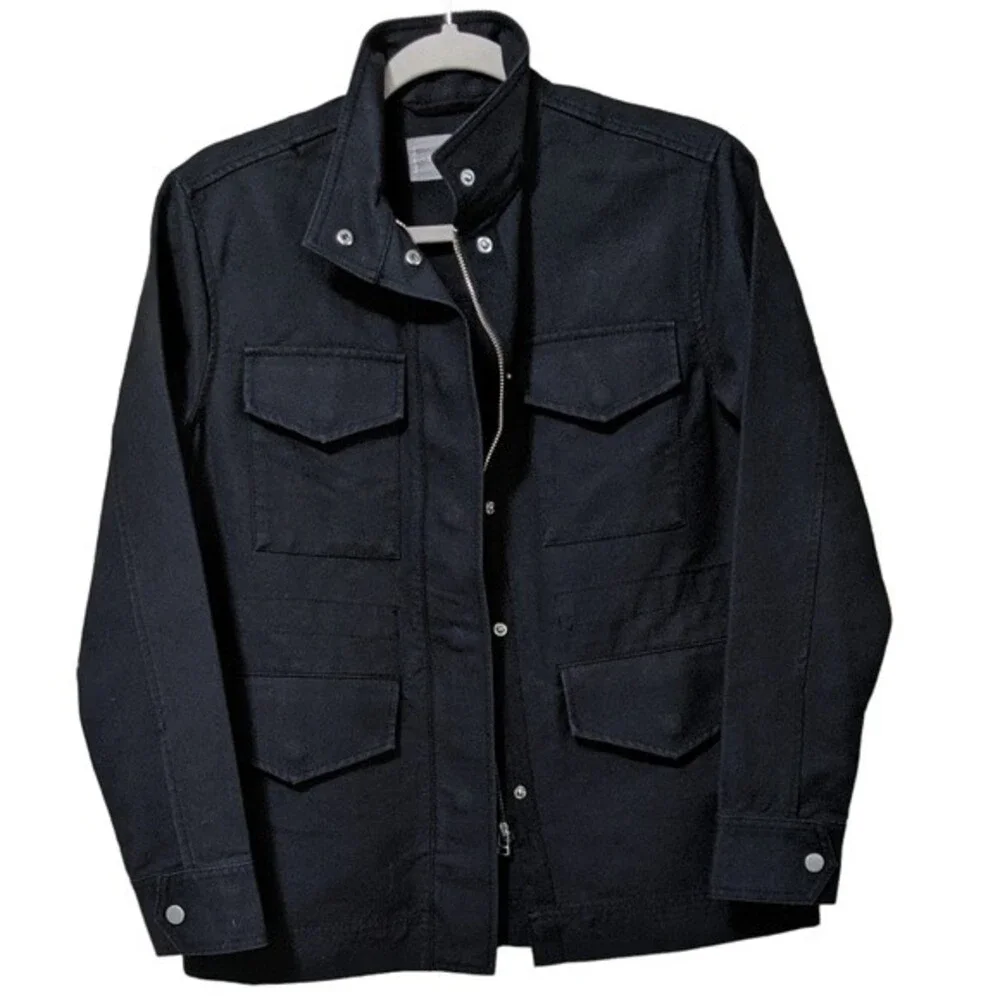 Everlane The modern utility military-esque zip front cotton jacket black  XS